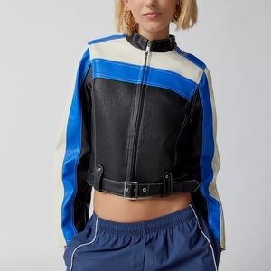 UO Faux Leather Racer Jacket 🏁💙